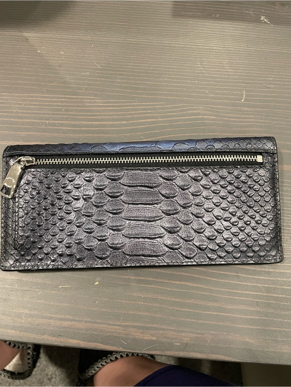 Coach Black Embossed Python-Texture Leather Long Wallet - Picture 2 of 4